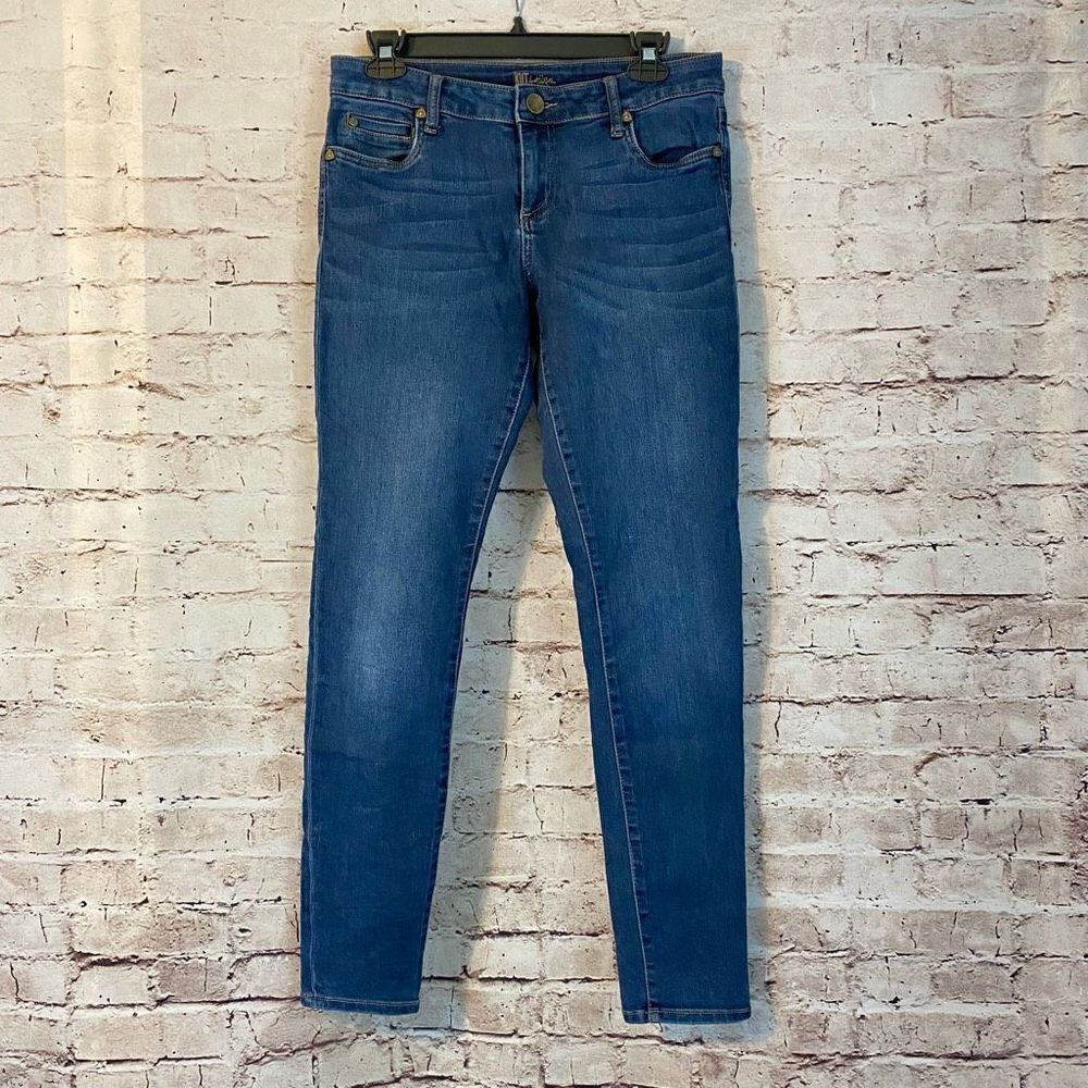 Kut from the Kloth Womens Blue Mid Rise Whiskered Slim Skinny Denim Jeans Size 8